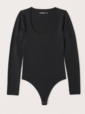 Abercrombie & Fitch Black Scoop-Neck Long-Sleeve Bodysuit